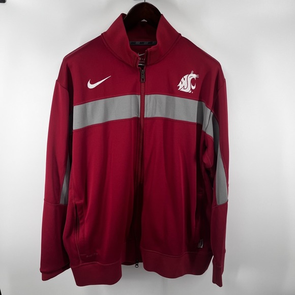 Nike Jackets & Blazers - Washington State Cougars Jacket Mens Red Dri Fit Full Zip Nike NCAA Football
